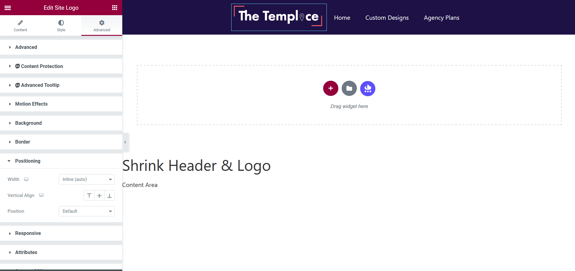 shrinking header and logo on scroll